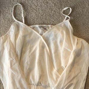 Cream cold shoulder crop